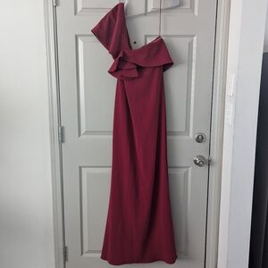 Badgley Mischka Ruby One Shoulder Gown- 4